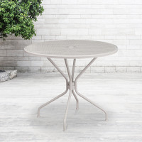 Flash Furniture CO-7-SIL-GG 35.25" Steel Patio Table in Gray